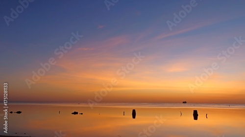 Amazing Sunrise on the seashore of el Qoseir city located on the re red sea in Egypt