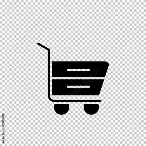 Shopping cart flat vector icon isolated on transparent background