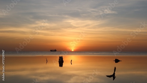 Amazing Sunrise on the seashore of el Qoseir city located on the re red sea in Egypt