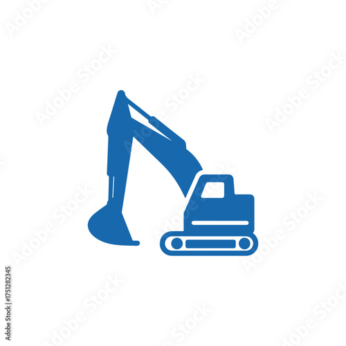 Blue Excavator Icon Isolated on White Background