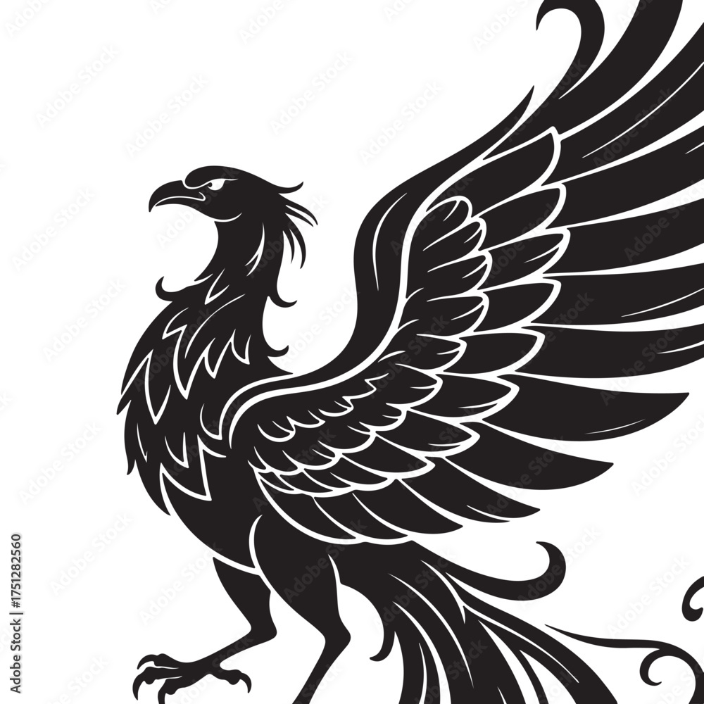 Fototapeta premium Majestic Phoenix Bird Silhouette Vector Illustration