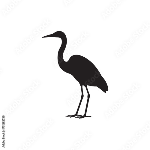 Heron Bird Silhouette Vector Illustration
