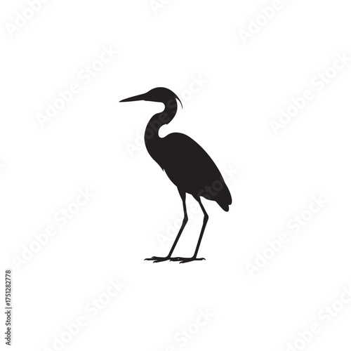 Heron Bird Silhouette Vector Illustration