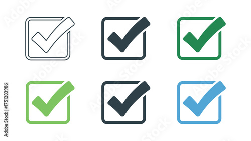 Vector art of check mark icons in different styles for web design