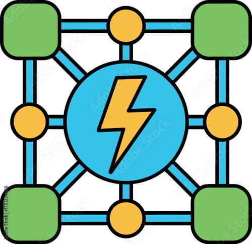 Vector art of decentralized energy vector illustration for power grid