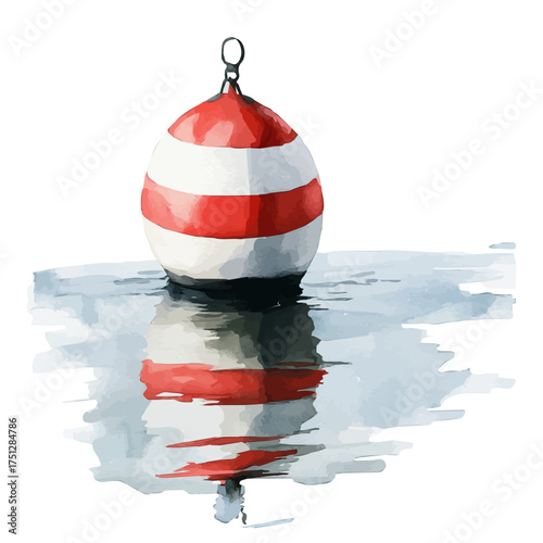 Buoy, watercolor drawing vector, isolated on a white background.