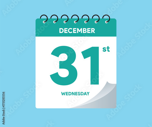 December 31st Calendar Icon. Calender Design 2026 for happy new year celebration