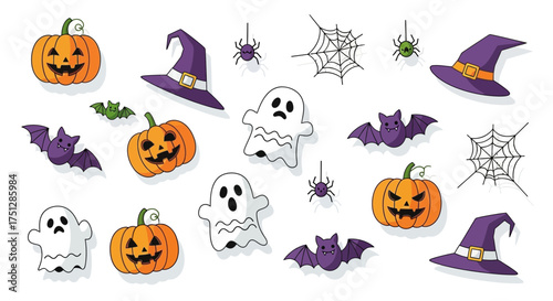 Spooky Halloween Icon Vector Set