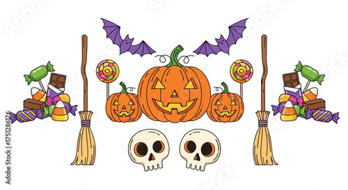 Halloween Elements Pumpkin and Decorations