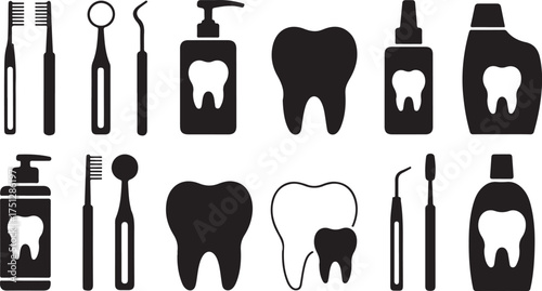Dental Hygiene Vector Illustration Featuring Toothbrushes and Other Dental Care Products