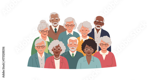 A diverse group of senior citizens posing together for a picture.