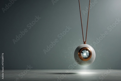 Wallpaper Mural Elegant Diamond Pendant Necklace Hanging in Minimalist Studio Setting Torontodigital.ca