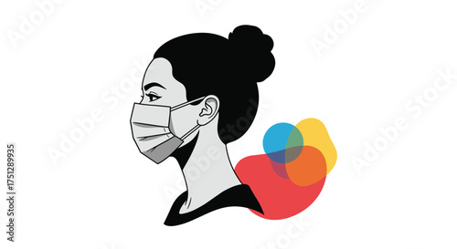A woman wearing a protective mask for health and safety.