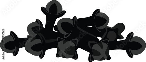 Clove Spice Herb Illustration with Black and Gray Tones Vector Design for Culinary Uses and Aromatic Purposes 