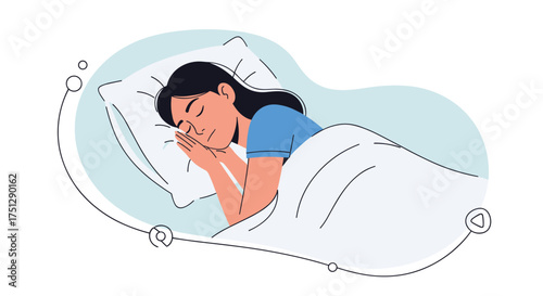 A woman peacefully sleeping in a comfortable bed.