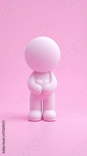 Pink Figure Standing Against a Pink Background.