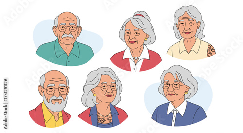A collection of diverse portraits of elderly people.