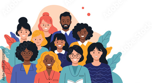A diverse group of people with various skin tones and hair colors gathered together in a positive and inclusive manner.