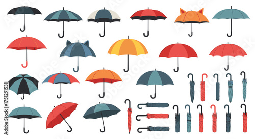 A Diverse Collection of Umbrellas in Various Colors and Styles.