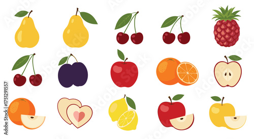 A vibrant assortment of fresh fruits displayed in a grid. 