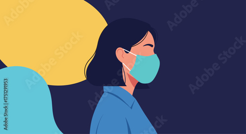 A person wears a protective face mask to prevent the spread of disease.