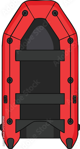 Red Inflatable Boat Vector Illustration for Water Activities and Leisure Use in Outdoor Adventures