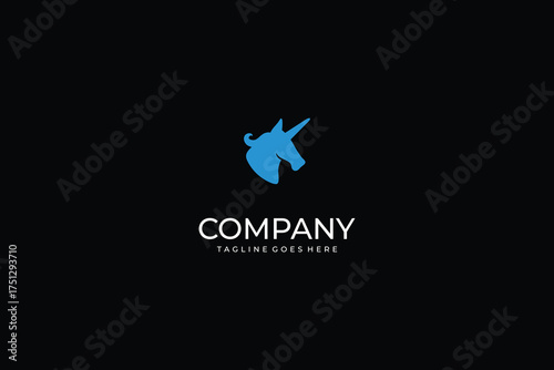 Bright Blue Unicorn Head Silhouette Vector Icon for Magical Fantasy Branding, Tech Startup Innovation, and Unique Business Mascot Design Concept Symbol.