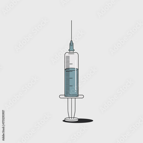 An artistic representation of a syringe filled with liquid, symbolizing medical procedures and vaccinations, crucial for health and wellness in the medical field.
