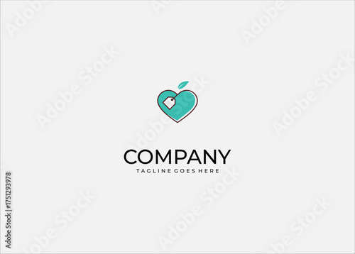 Eco-Friendly Heart and Price Tag Icon Vector Symbolizing Green Sale, Healthy Food Discount, Customer Loyalty, and Online Retail Shopping Promotion.