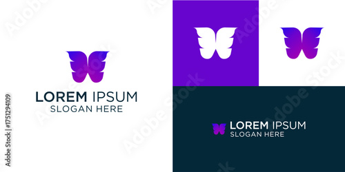 Stunning butterfly wing logo design template for creative business ventures needing a professional edge, ideal for branding, marketing, and modern company identity projects