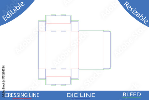 Die Cut Mailer Box Template with Bleed and Creasing Lines