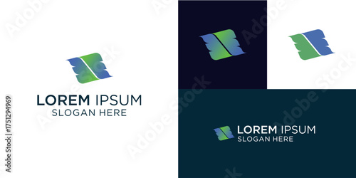 Dynamic abstract logo design with modern green and blue gradient colors for your business, brand, or company, conveying innovation and success in a professional style