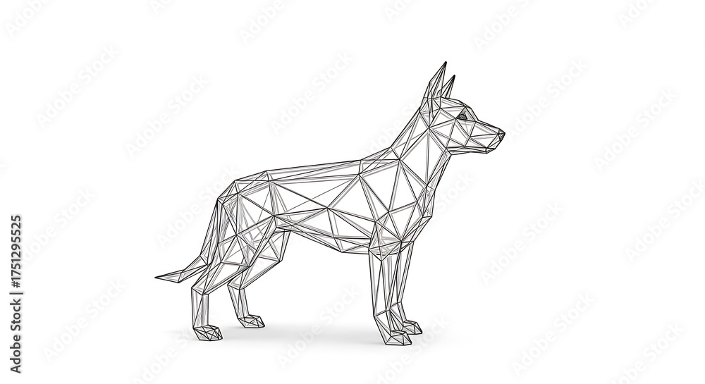 Fototapeta premium Geometric Dog Illustration - Modern Low Poly Design on White Background.