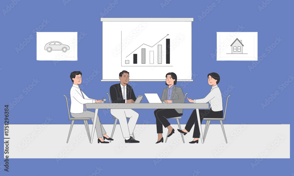 Fototapeta premium Business meeting financial growth real estate automotive