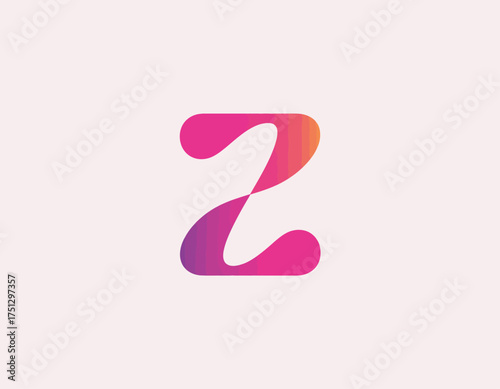 This image depicts a stylish minimalist logo showcasing a unique letter Z with a vibrant gradient, conveying modernity and uniqueness in design and branding.