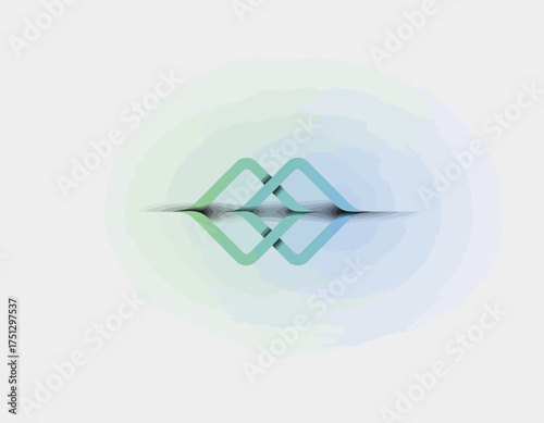 A modern, abstract graphic illustrating wave-like shapes reflecting, creating a serene and fluid visual that represents harmony and balance, perfect for contemporary design contexts.