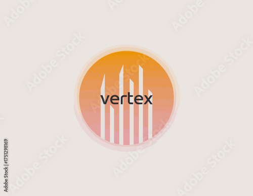 This abstract logo features a modern vertex design in an orange and white color scheme that represents innovation and creativity, perfect for tech or design industries.