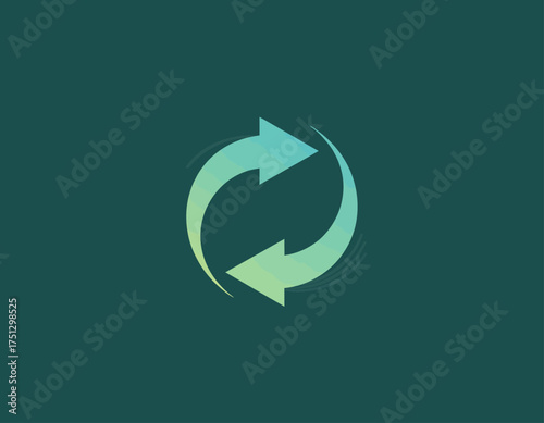 This dynamic logo features circular arrows suggesting motion, continuity, and renewal, representing themes like recycling, dynamism, and growth in an abstract manner.