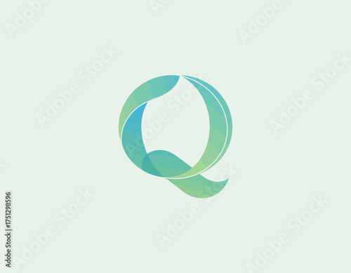 A modern logo design of a fluid, overlapping 'Q' in soothing colors, symbolizing freshness, creativity, and elegance in branding and visual identity.