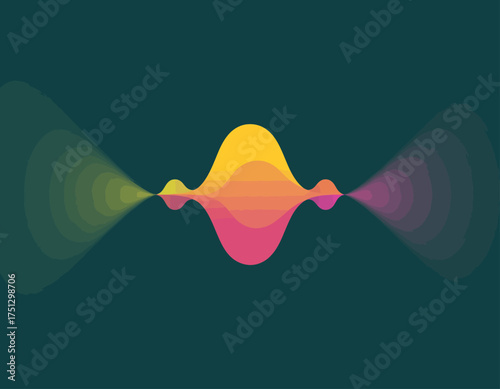 A vibrant abstract sound wave design featuring smooth contours and rich colors representing audio themes, perfect for music-related projects or audio branding.