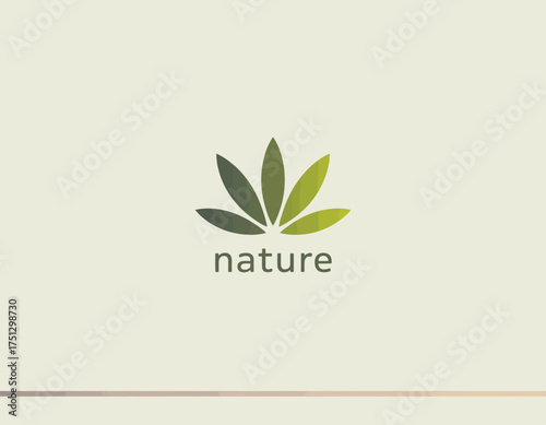 A serene logo featuring stylized leaves that capture the essence of nature's beauty, expressing tranquility and growth, suitable for nature-oriented brands.