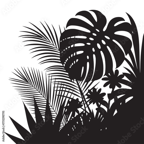 Monstera and Palm Leaf Vector Icons