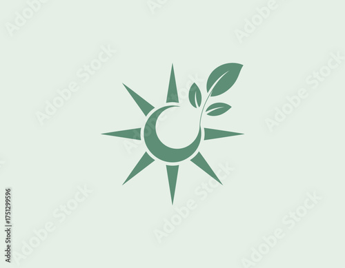 A visual representation combining leaves and a compass, symbolizing eco-friendliness and direction in sustainability, ideal for nature-inspired brands.