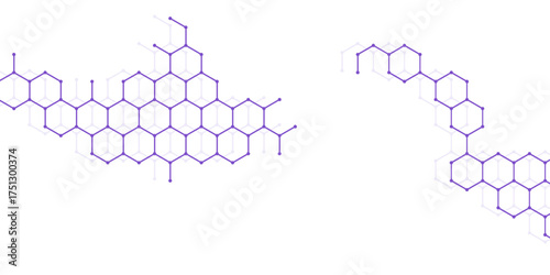 Abstract hexagon line gradient background, futuristic technology and science concept