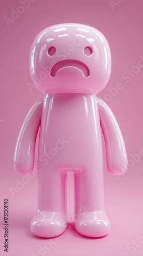 Sad Pink Figure - A Whimsical and Melancholy Depiction.