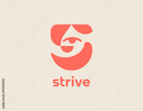 This abstract logo features a unique figure design encompassing a face, conveying determination and motivation, perfect for brands focused on personal growth and empowerment.