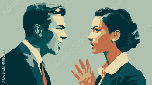 Elegant couple arguing with each other