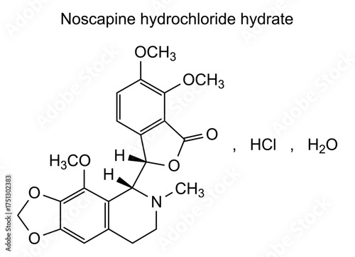Noscapine hydrochloride hydrate, chemical structure of noscapine hydrochloride hydrate, drug substance