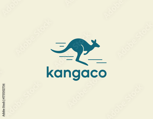 This sleek kangaroo logo captures movement and energy, embodying the essence of speed and agility while showcasing a modern aesthetic for branding purposes.