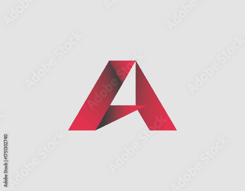 The image presents a chic and stylish letter A crafted from folded red paper, showcasing a modern and minimalistic approach with intriguing dimensional elements.